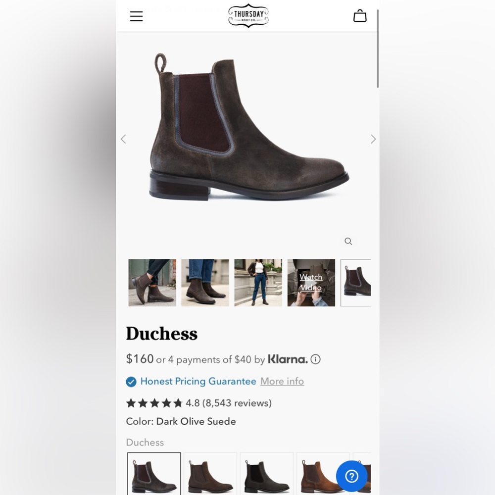Thursday Boots Co Duchess Chelsea Boots